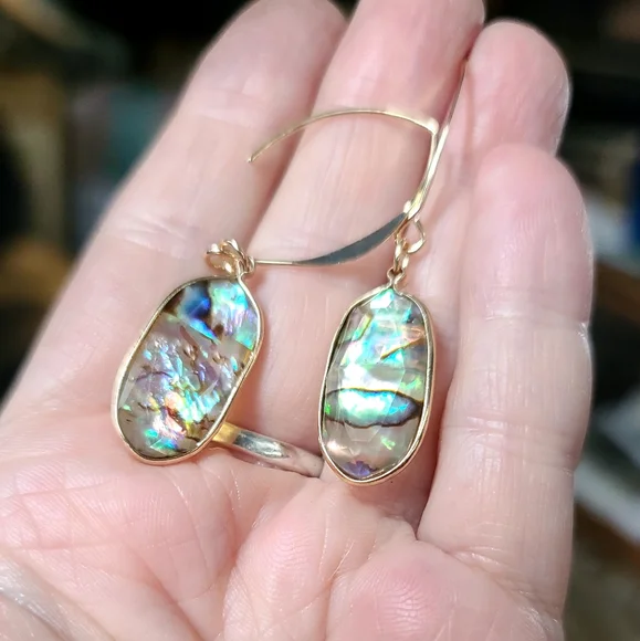 Abalone 14k gold handmade earrings - Picture 8 of 9